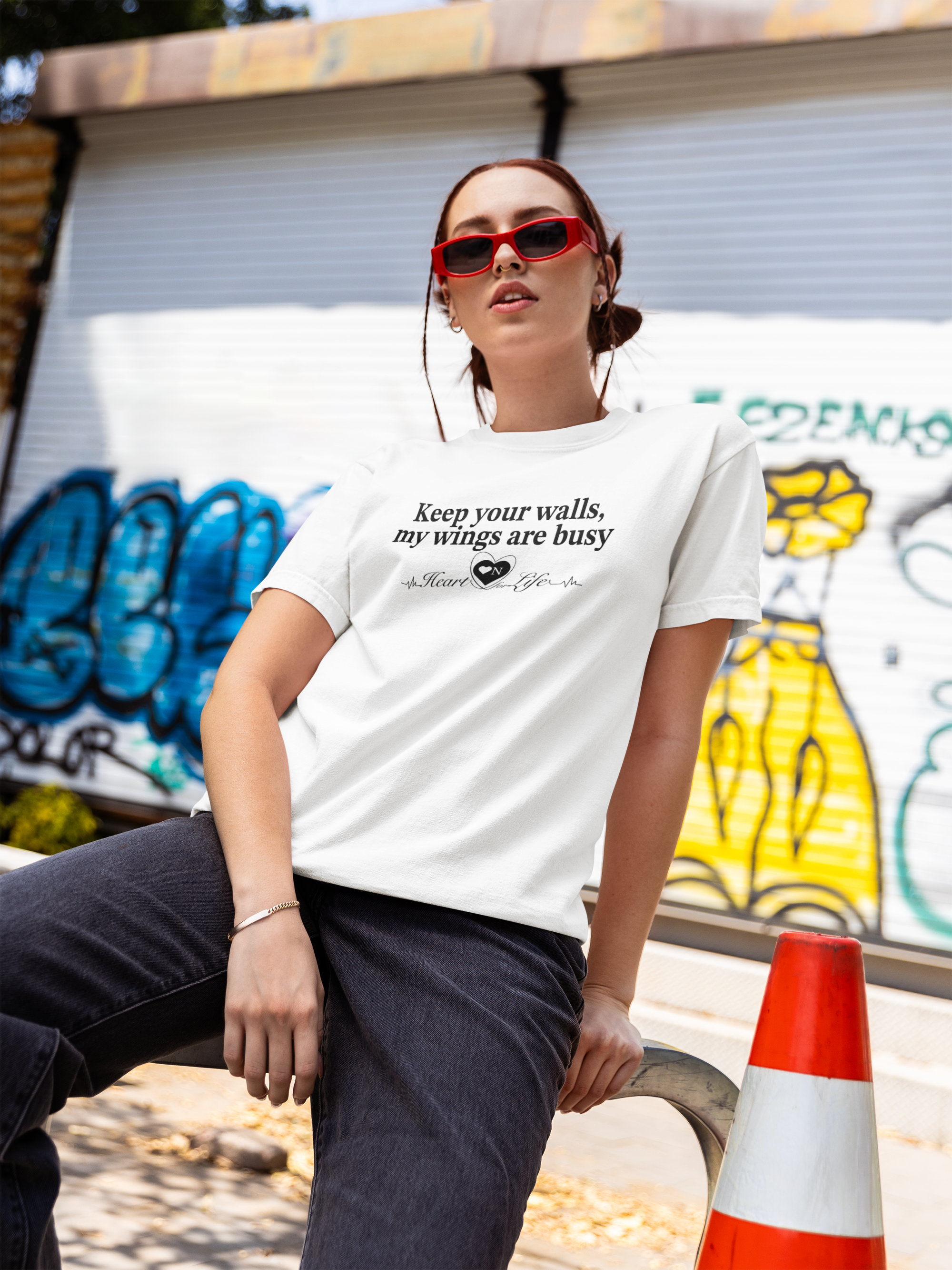 My Wings Are Busy T-shirt — Valentine’s Day Heart-On-Brand Sass