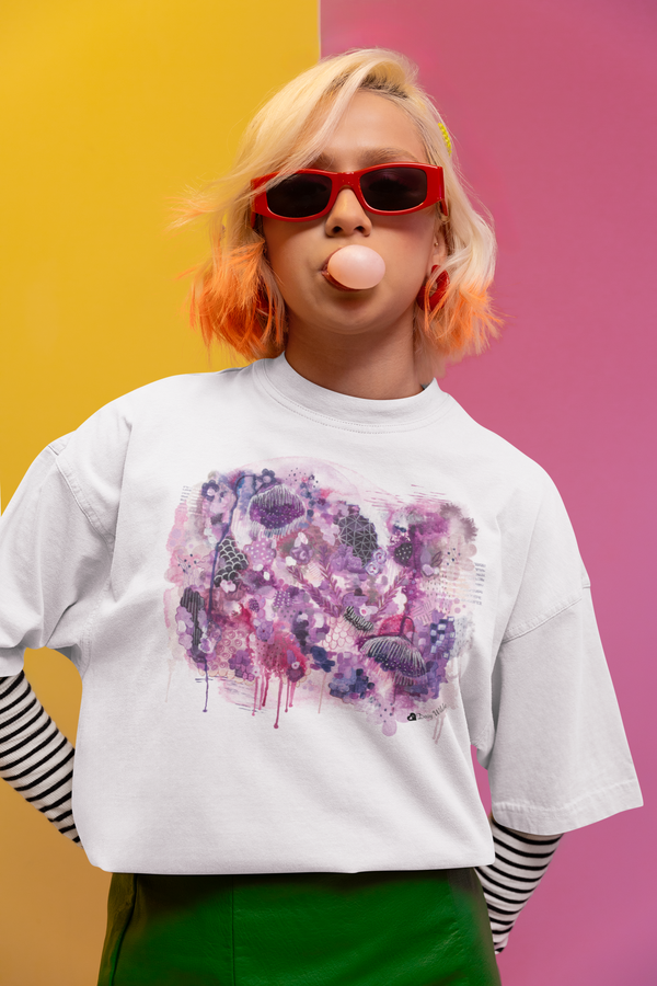 Bloomed No Apologies T-Shirt — Abstract Purple Floral Graphic Tee